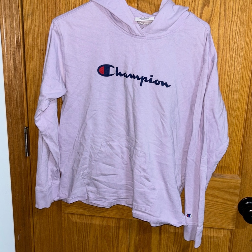 Hooded long sleeve t shirt, Champion, lavender purple